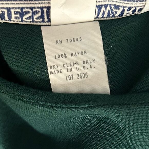 Vintage Early 90s late 80s Green Made in the USA embellished waistband Dress 10 - Picture 6 of 7